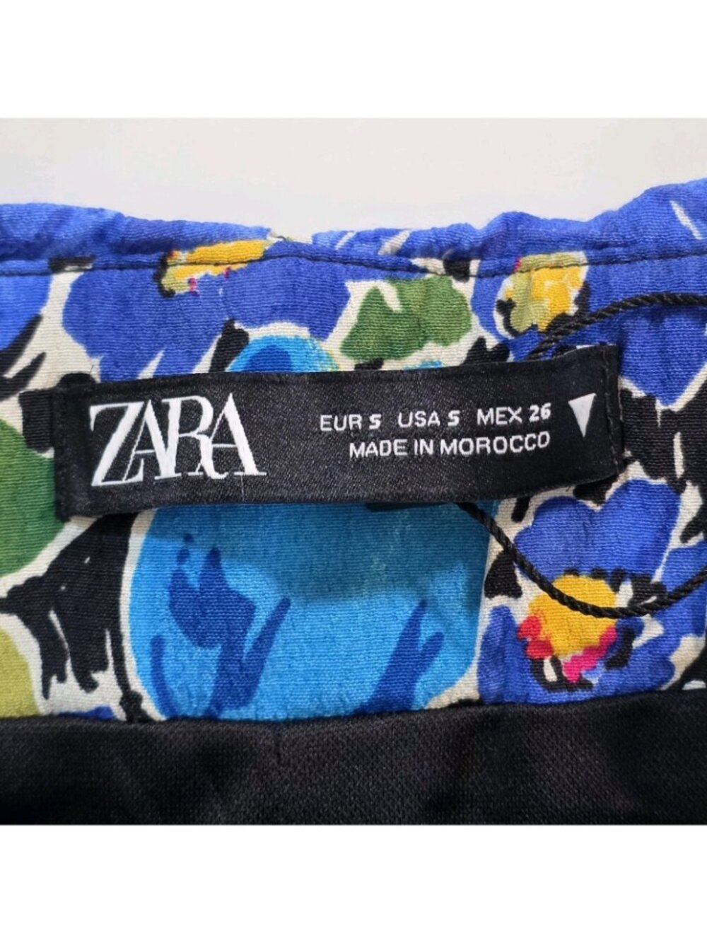 Zara Blue Floral Ruched Mini Skirt S Join Life Viscose Boho Blogger Favorite Y2K - Picture 3 of 16